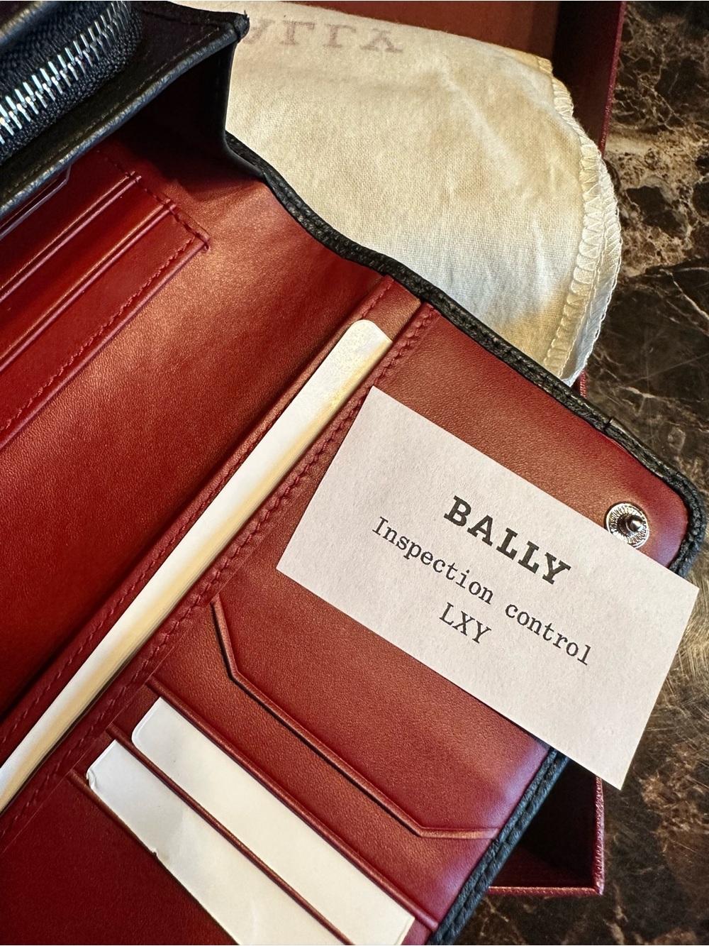 Bally Black Leather wallet with Red and White Stripe - Picture 10 of 13